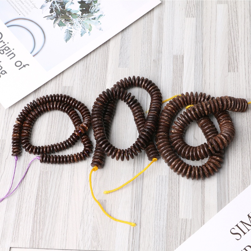 Set 110 Hạt Xâu Chuỗi 3mm Màu Nâu Bằng Vỏ Dừa Dùng Làm Đồ Trang Sức DIY
