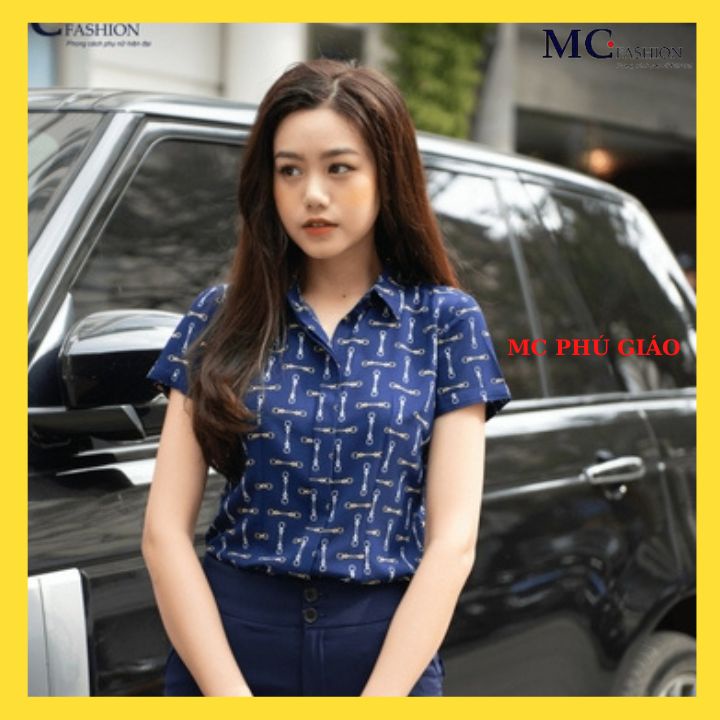 Áo Sơ Mi Kiểu Nữ Đẹp Cộc Tay Công Sở Mc Fashion Màu Đỏ Xanh Mịn Nhẹ Không Nhăn Không Xù A615
