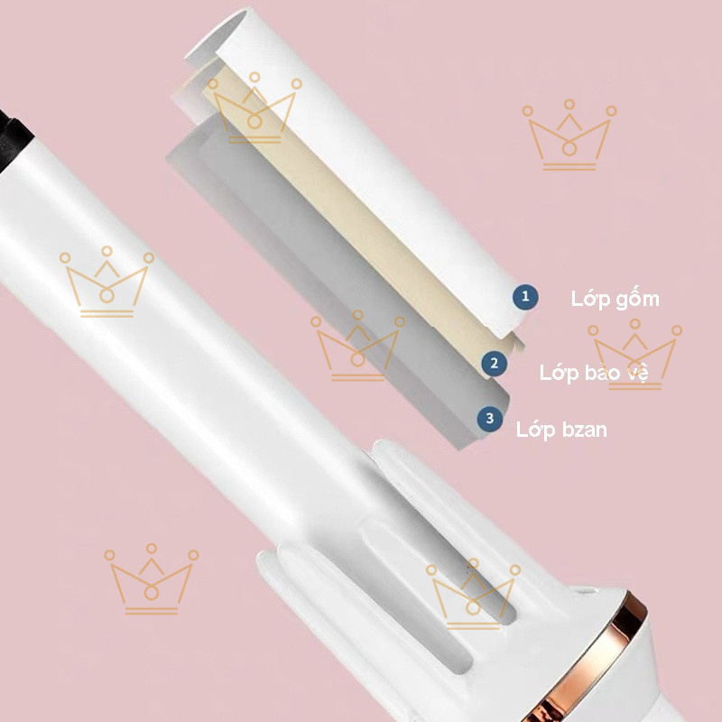 Máy uốn tóc xoăn tự động chất liệu gốm sứ đường kính uốn 28mm