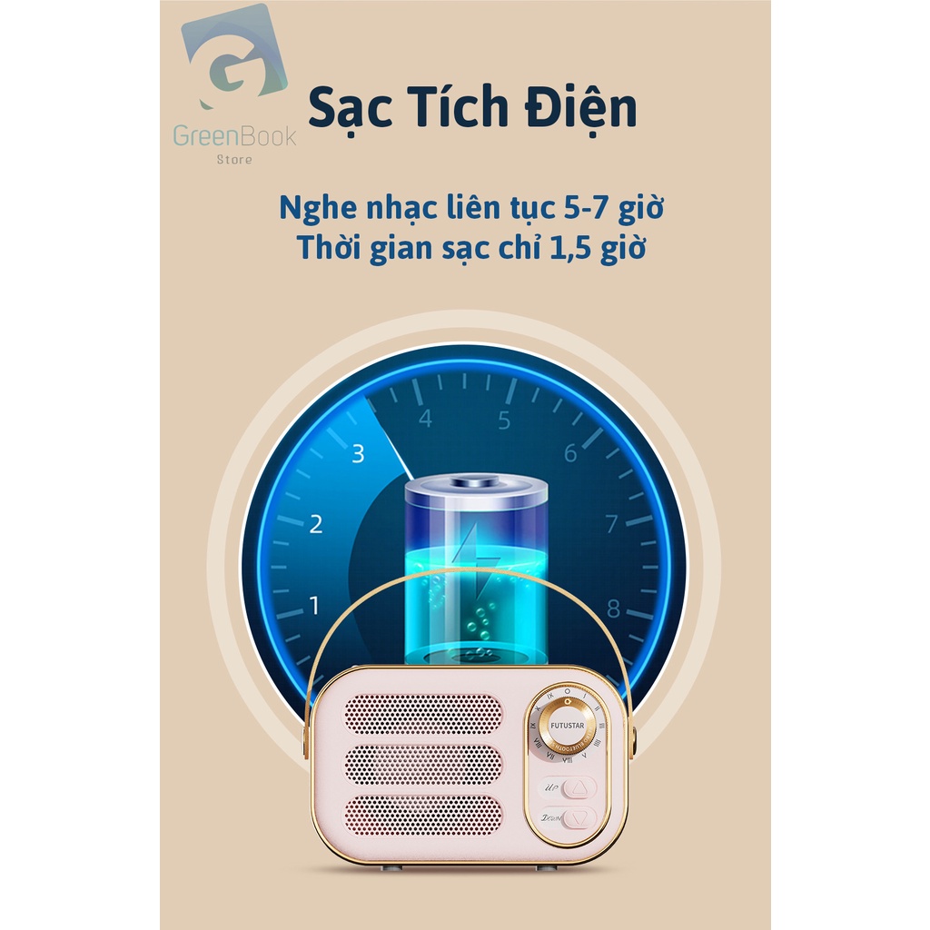 Loa Bluetooth Cổ Điển FUTUSTAR | Loa Máy Tính, Loa Di Động Classic, Để Bàn Trang Trí Phòng, Quán Cafe FUTU
