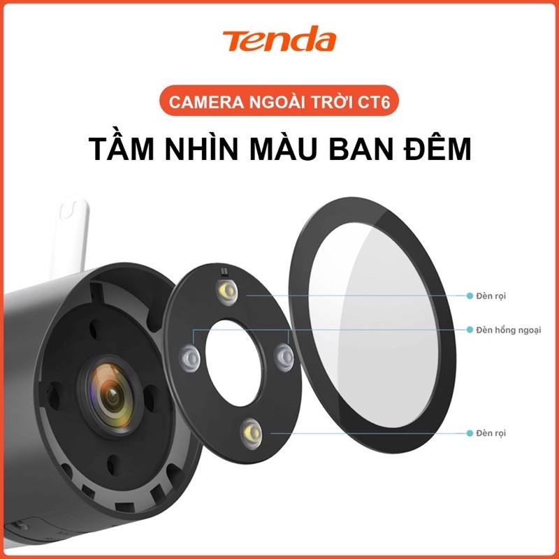 Camera Wifi Ngoài Trời Tenda CT6 Độ Phân Giải 2K, có màu ban đêm, chính hãng bảo hành 24 tháng