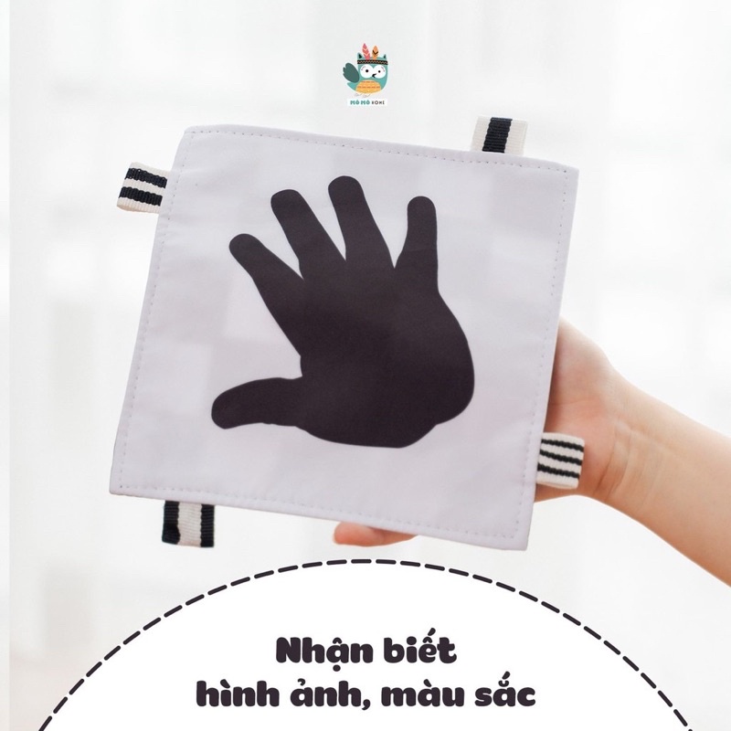 [SƠ SINH 0-12 THÁNG] Bộ thẻ vải đen trắng kích thích thị giác cho trẻ sơ sinh từ 0-12 tháng
