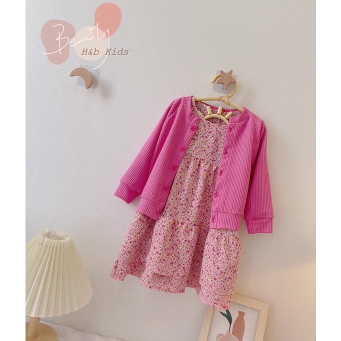 Sét áo len caregan kèm váy siêu xinh cho bé 10-22kg❤️ Váy kèm áo khoác hồng phong cách Hàn quốc