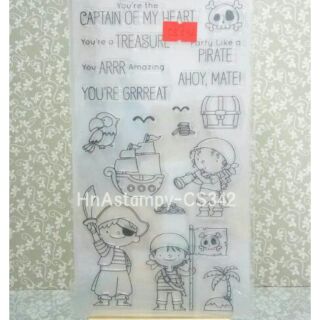 hnastampy CS342 con dấu tem trong suốt seal clear stamp dùng cho handmade scrapbook bộ Hải tặc