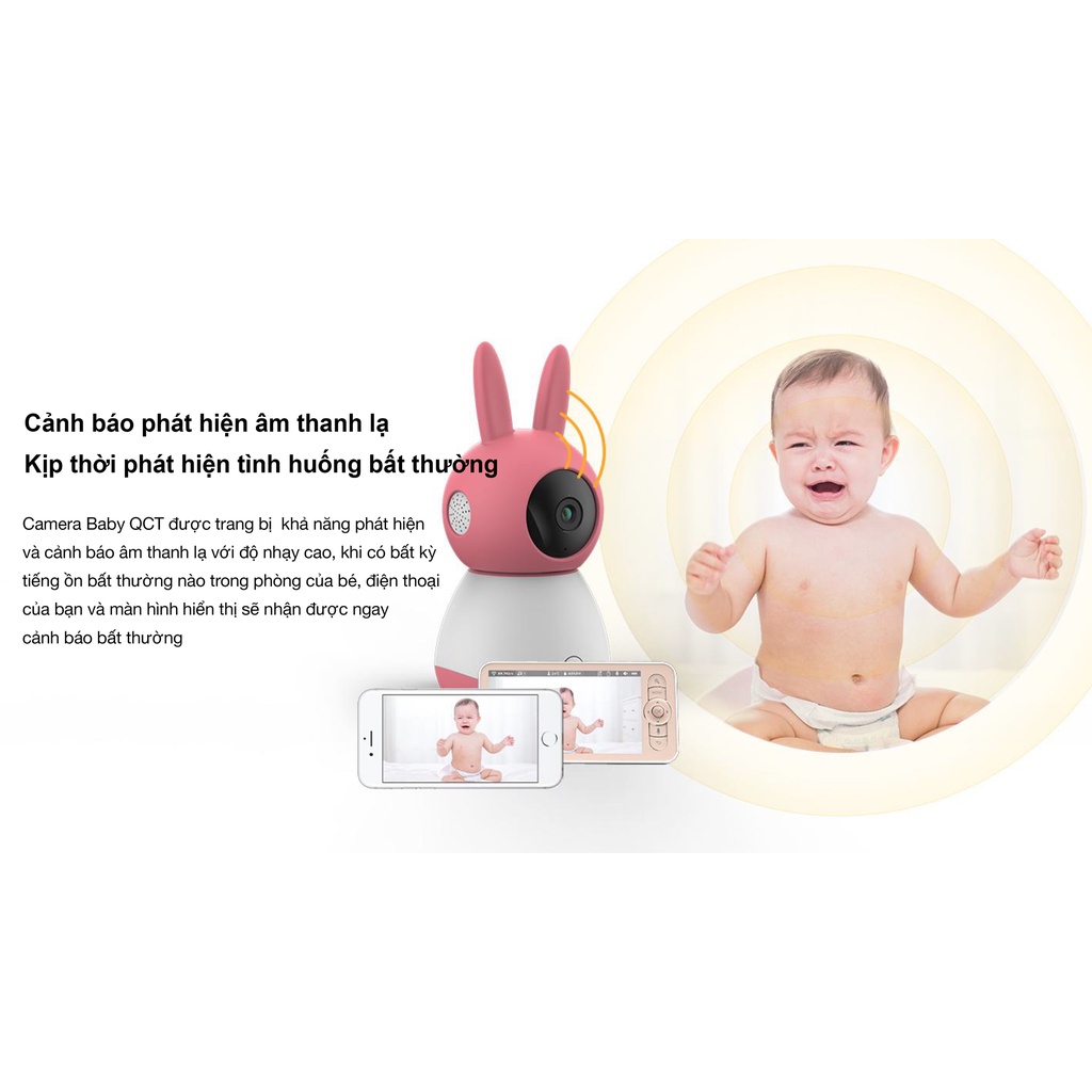 Camera ip baby monitor QCT 1080p kèm màn hình hiển thị