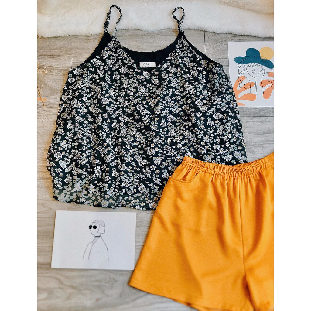 Set áo dây + quần short mặc nhà