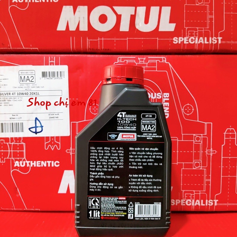 [Giá siêu rẻ] Nhớt MOTUL H-TECH 10w40 API SN/ MA2 100% Tổng Hợp