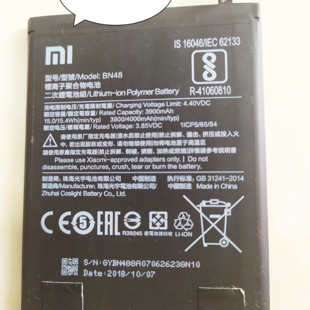 Pin xiaomi redmi Note 6 Pro ( BN48) zin mới 100% bảo hành đổi mới