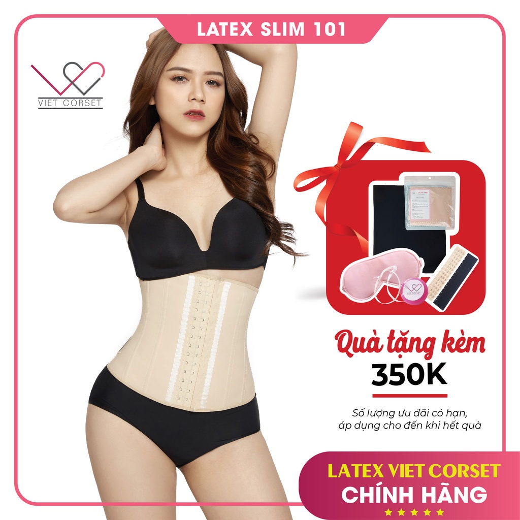 Đai Nịt Bụng Latex giảm eo sau sinh Latex Slim 101 Vietcorset chính hãng - Latex 4 Xương - Hạ size miễn phí