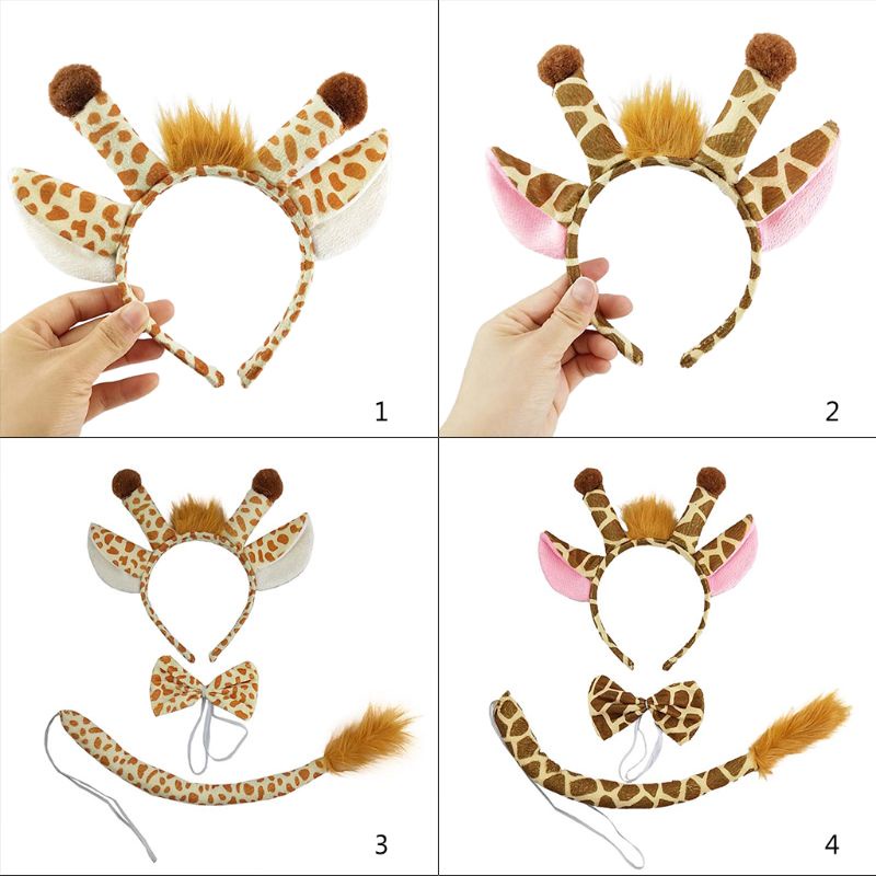 Set Băng Đô + Băng Đô + Cài Tóc Hình Hươu Cao Cổ Cho Bé