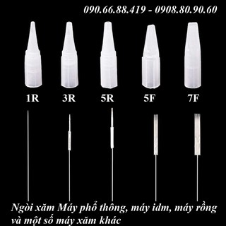 (200 cái) Đầu ngòi xăm lắp kim 1, 3, 5, 7 phổ thông phun xăm thẩm mỹ