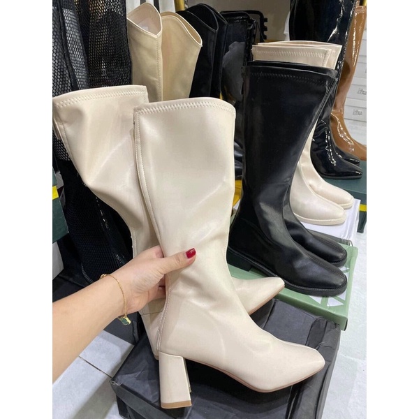 Boot Nữ Bốt Đùi Da Khoá Sau Gót Vuông 5cm | BigBuy360 - bigbuy360.vn