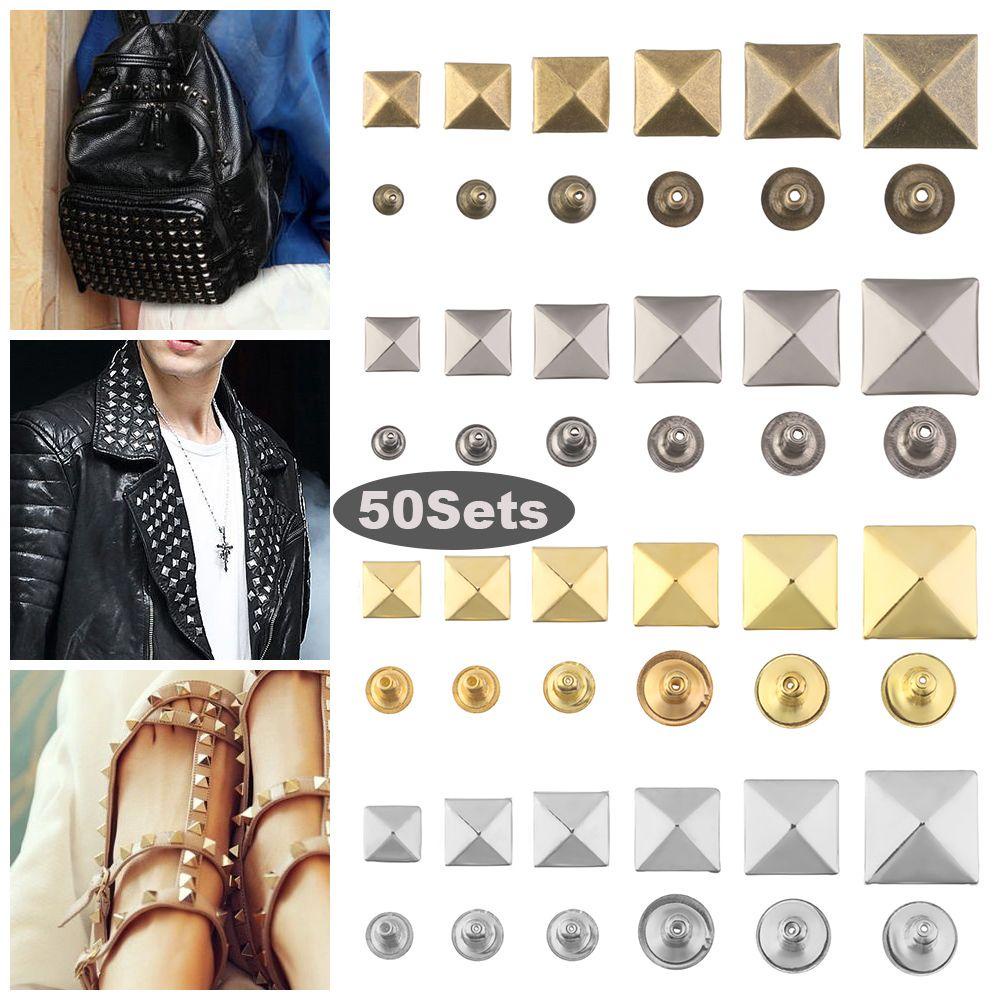 KUNHEV Set 50 Nút Vuông Hình Kim Tự Tháp Dùng Để Trang Trí Scrapbook