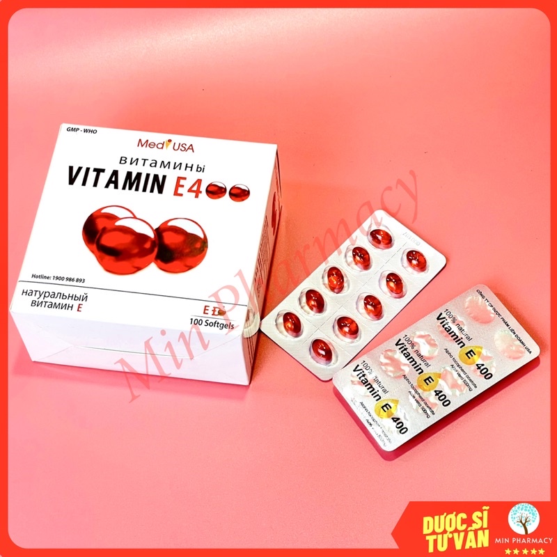 Vitamin E đỏ Mediusa Vitamin E 400 (Hộp 100 viên) - Minpharmacy