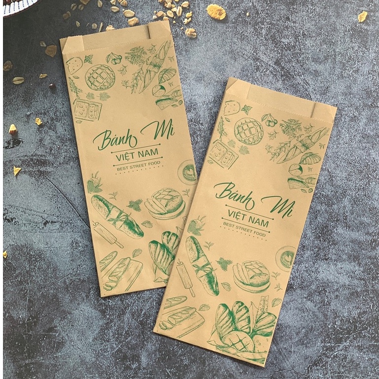 100 Túi giấy đựng bánh mì 10x23 tiện lợi nhiêu họa tiết vệ sinh an toàn thực phẩm giá rẻ--THẾ GIỚI IN ẤN2021