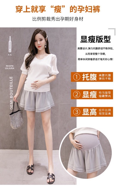 quần đùi voan ống rộng cho bà bầu( sẵn hàng)