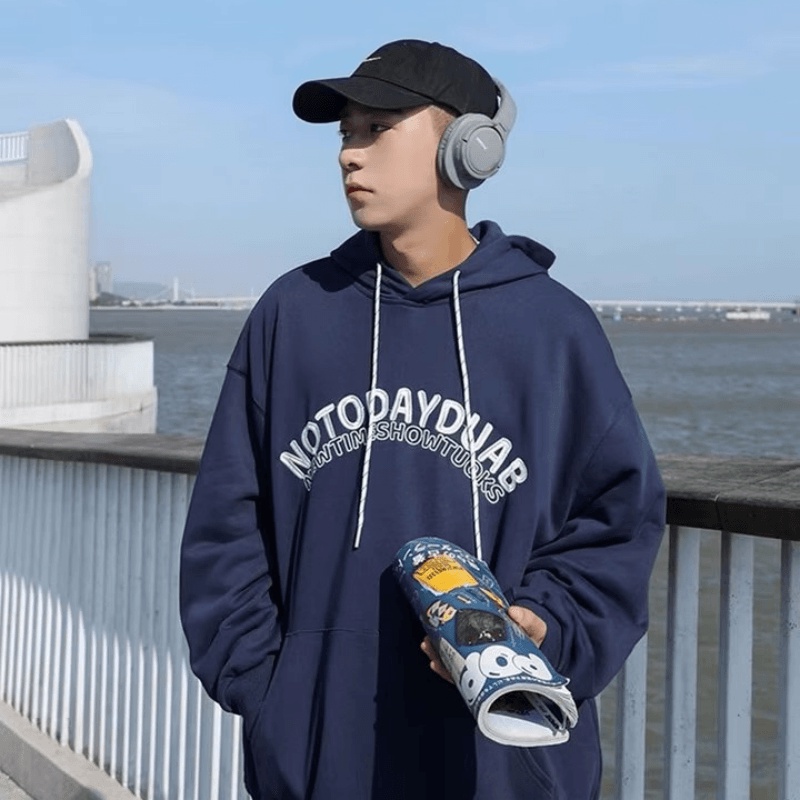 Áo hoodie Thể Thao Dáng Rộng In Chữ Phong Cách Hip Hop Đường Phố Nhật Bản Cá Tính Cho Nam