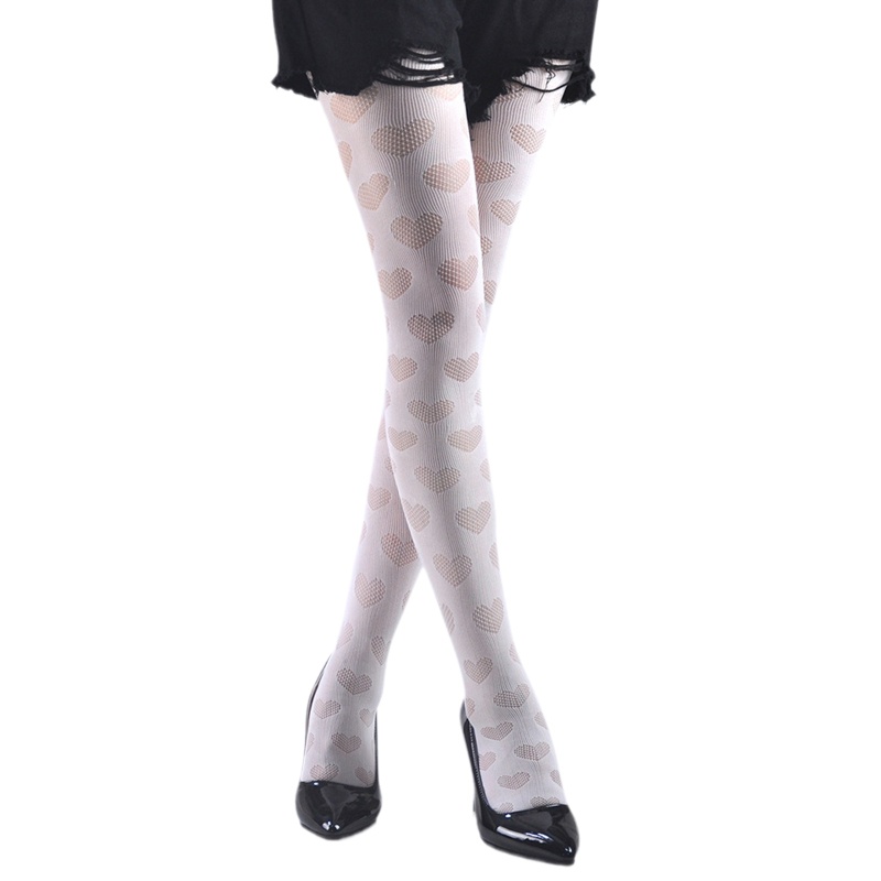 Xiangbao Quần Tất Lưới Họa Tiết Trái Tim Phong Cách Gothic Punk Harajuku Gợi Cảm Cho Nữ