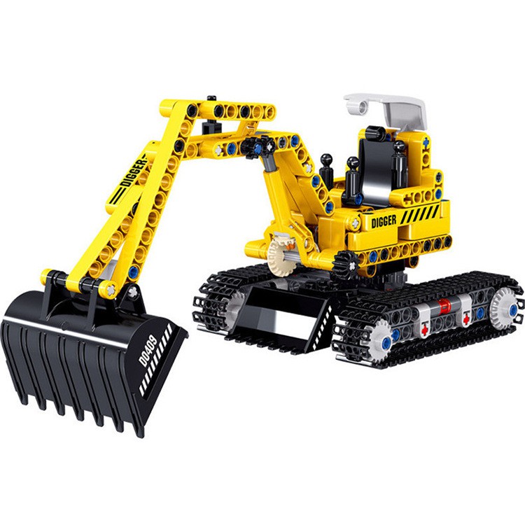 [42cm] Bộ đồ chơi lắp ráp Lego MÁY XÚC XE CẨU có bánh xích xe tăng di chuyển linh hoạt