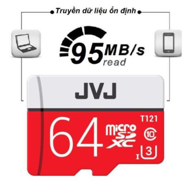 [GIÁ TẬN GỐC]  JVJ U3 Class 10 Thẻ nhớ 64G Pro– chuyên dụng cho CAMERA, Chính hãng, Bảo hành 5 năm.