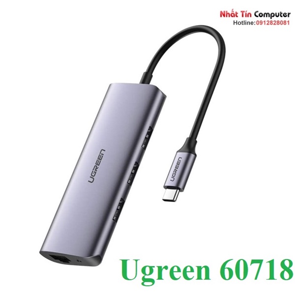 Thiết bị mở rộng USB type-C to Hub 3 cổng USB 3.0/Lan Gigabit kèm Micro USB cấp nguồn Ugreen 60718