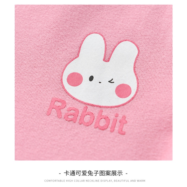 Đầm Ngắn Tay In Hình Thỏ Dễ Thương Thời Trang Mùa Hè Cho Bé Gái Mới