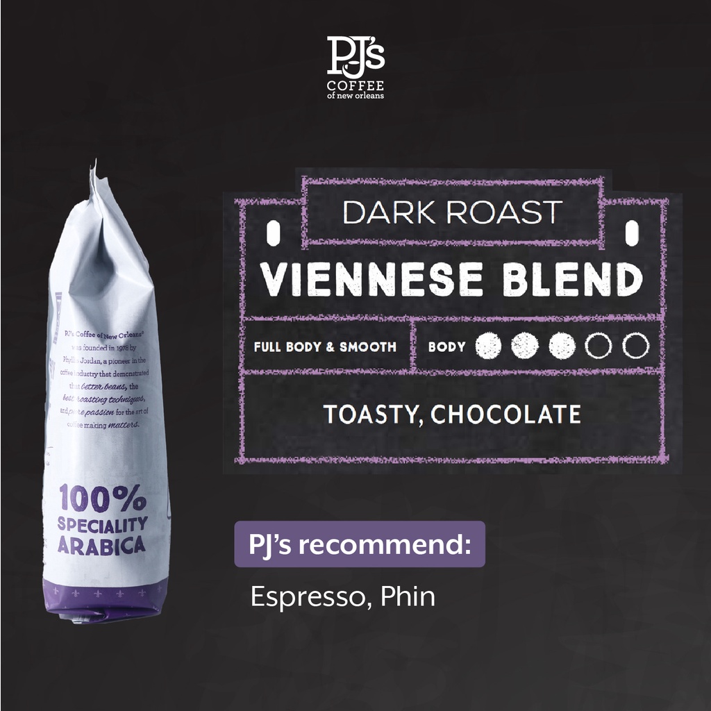 Viennese Blend Rang Đậm (Dark Roast) - PJ’s Coffee Cà Phê Arabica Nguyên Chất  – Gói 200/454g