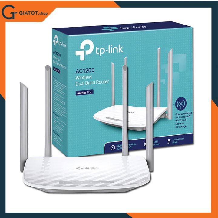 Bộ phát wifi băng tần kép TPLink Archer C50 Wireless AC1200Mbps