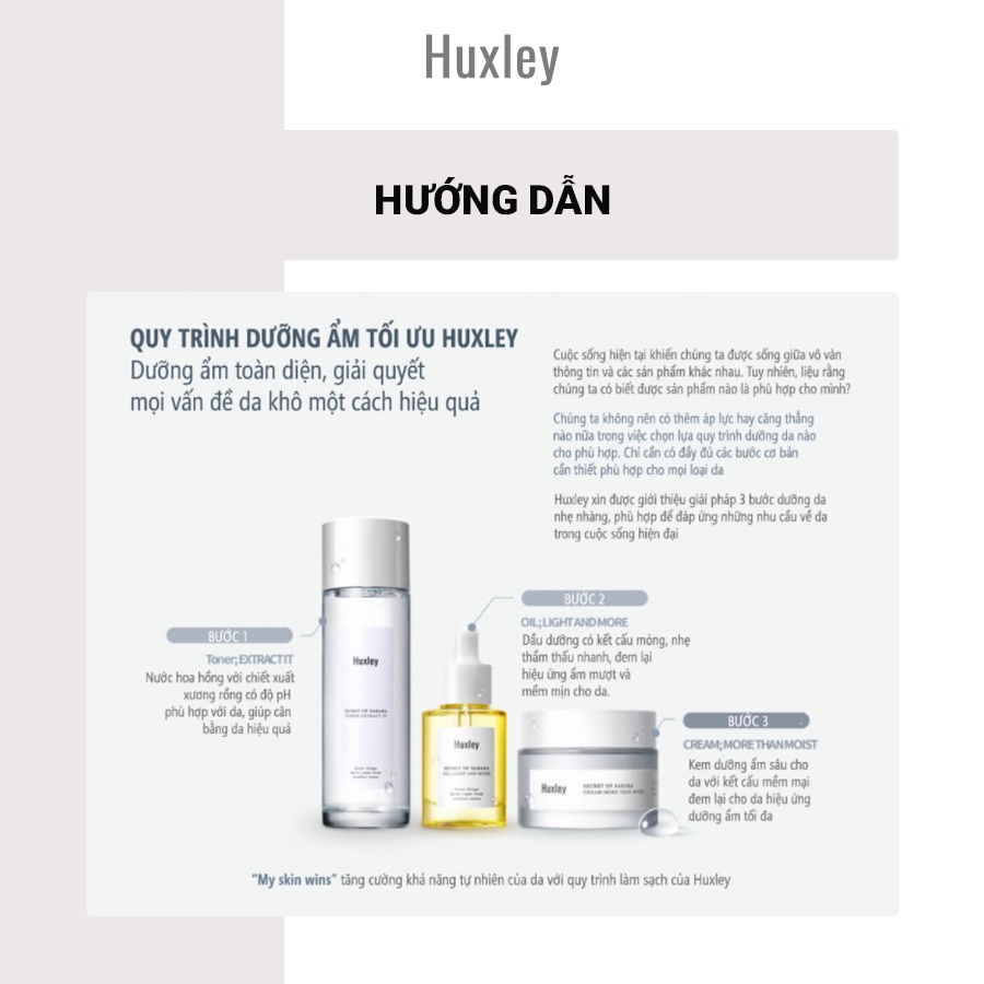 Bộ Sản Phẩm Dưỡng Ẩm Chống Lão Hóa Huxley Extra Moisture Trio Set