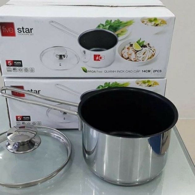 Quánh Nấu Bột Inox Fivestar 3 Đáy 12-14cm -Đun Bếp Từ -Nồi Nấu Cháo Ăn Dặm Cho Bé-Nồi an toàn,bền,đẹp,rẻ