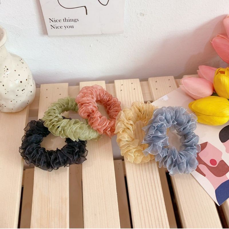 DÂY CỘT TÓC VẢI VOAN XẾP NHIỀU LỚP