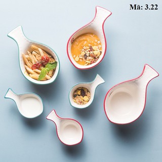 Bát chấm hình cá cherry, chanh vàng, bát chấm tiện dụng, tô sứ xinh xắn, phụ kiện bàn ăn: 3.22