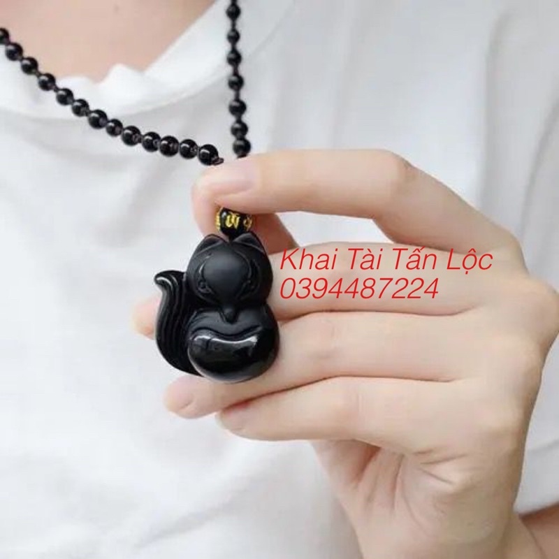 Dây chuyền hồ ly đá đen tình duyên vẹn tròn