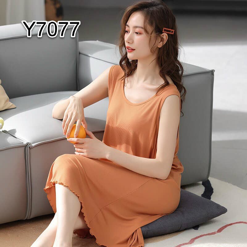 Y707812 - Đầm mặc nhà nữ thun hè sát nách có mút ngực hàng nhập