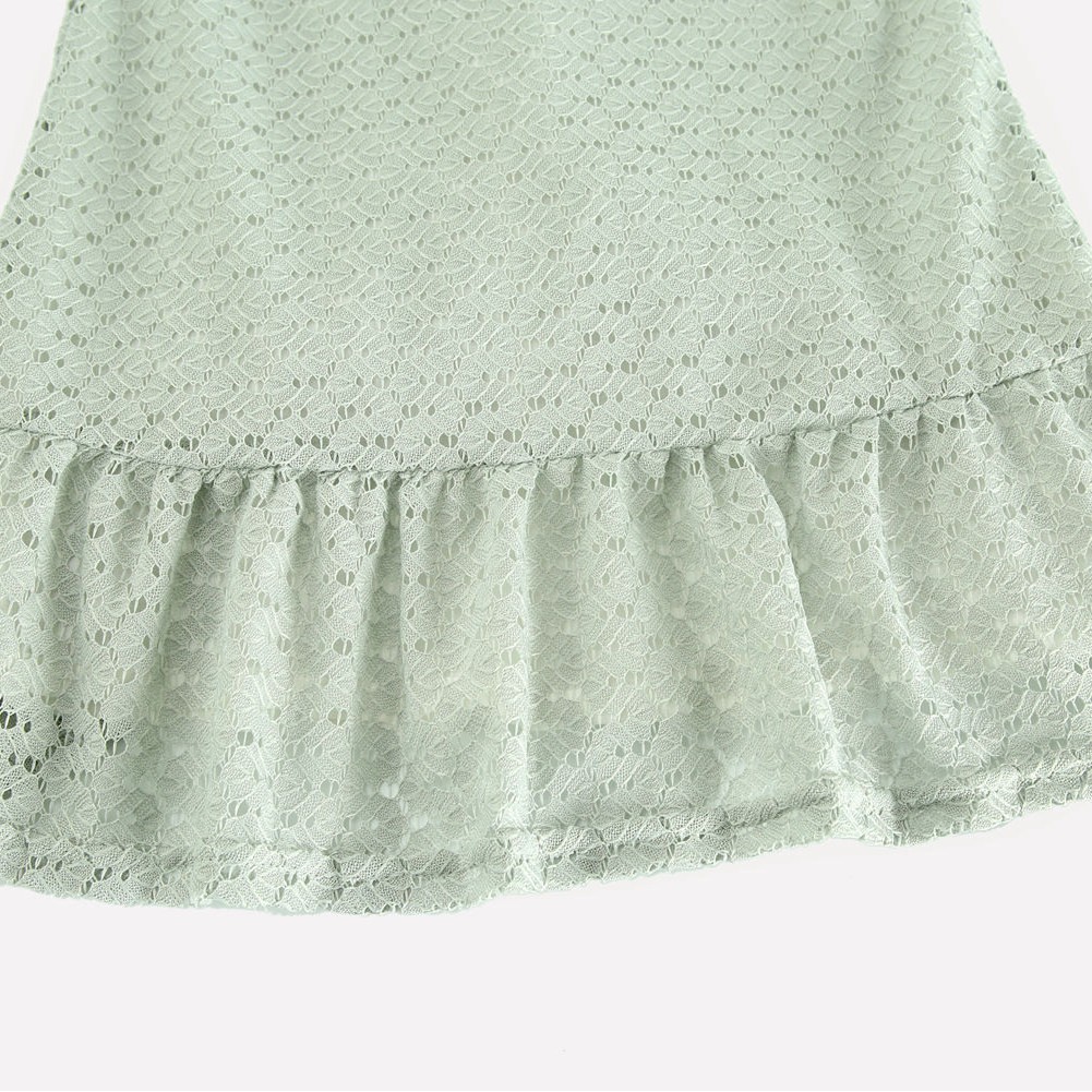 Đầm Sanlutoz Vải Ren Thắt Nơ Có Màu Xanh Lá Dành Cho Bé Gái