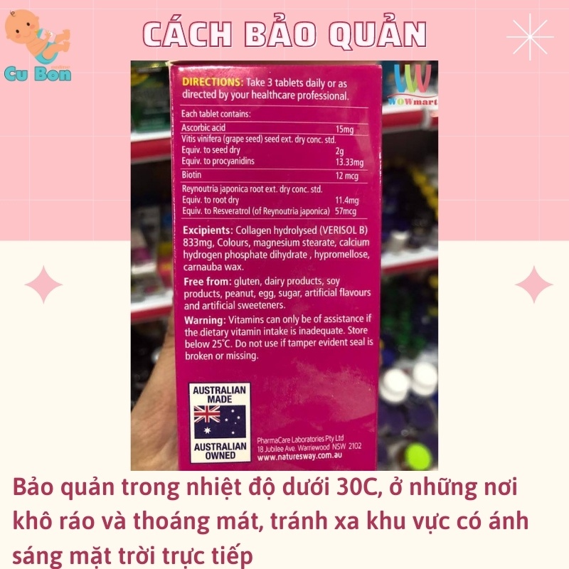 Viên uống collagen Natures Way Beauty Collagen Booster (Hộp 60 viên) của úc