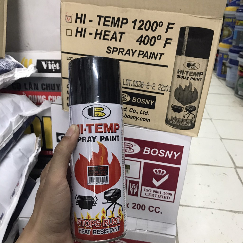 [Hàng Chính hãng] Sơn chịu nhiệt Bosny Hi - Temp ( sơn chống cháy nhập thái lan )