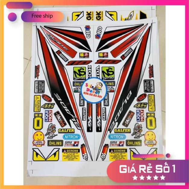 Tem xe Wave blade110 đỏ đen