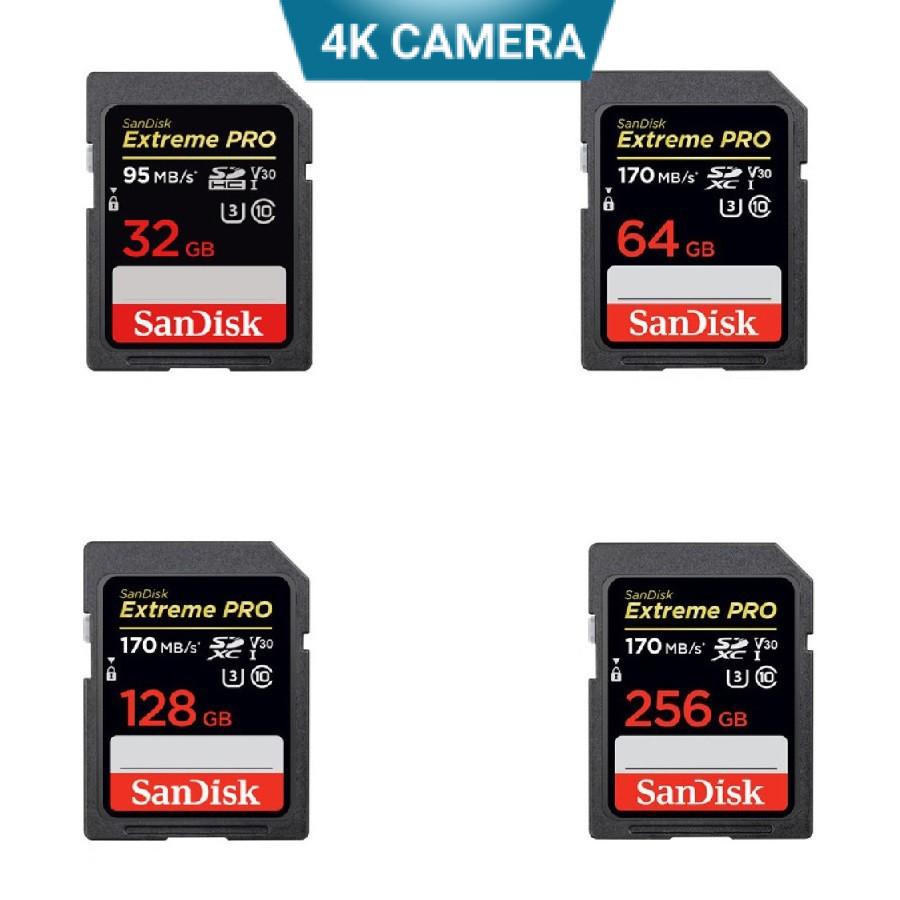 Thẻ nhớ SD Sandisk 16G 32G 64G Ultra Class 10 và Extreme Pro tốc độ cao 4K cho máy ảnh máy quay