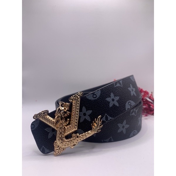 Thắt lưng nam khóa Rong - Dây nịt da họa tiết đen - Mẫu mới 2022