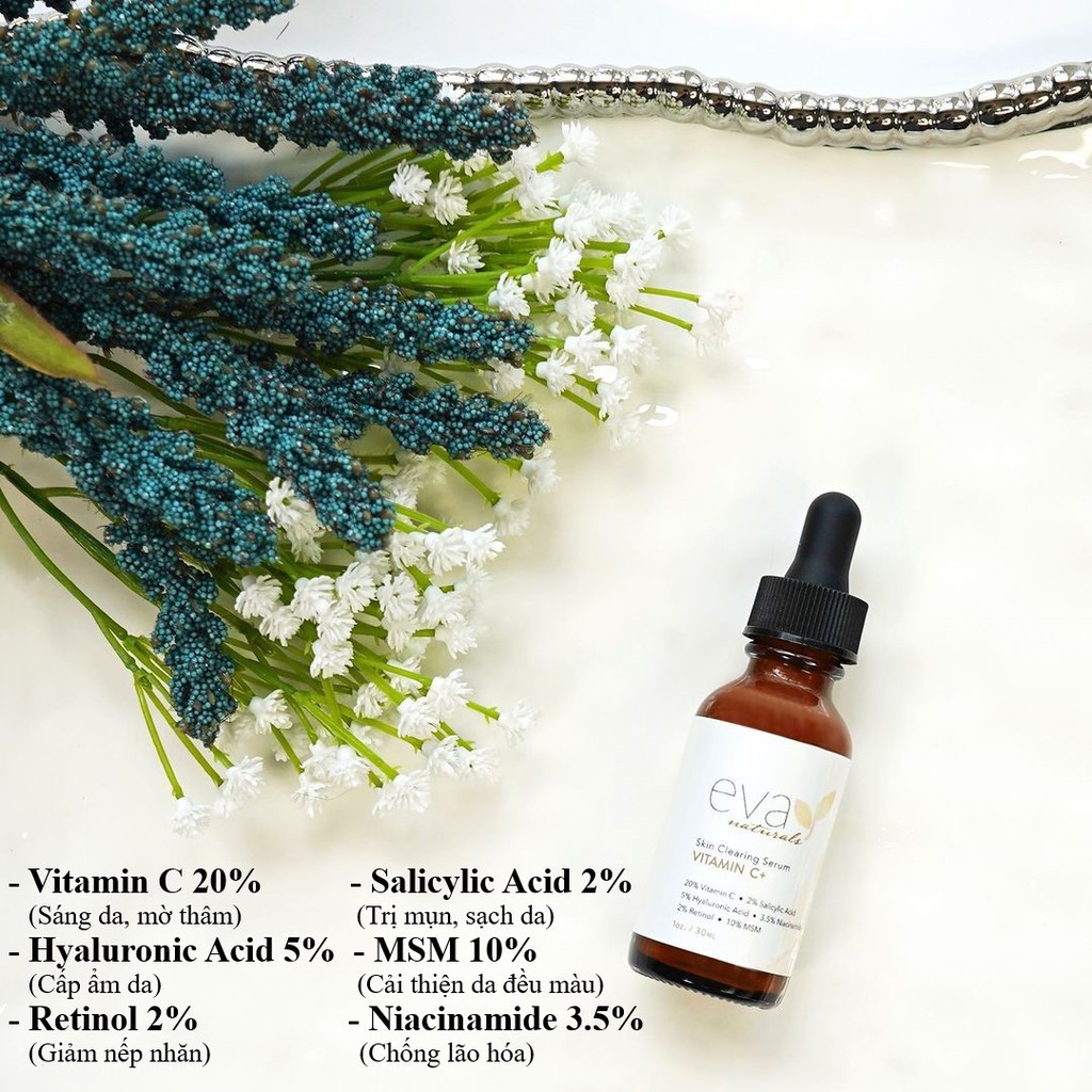 Serum Trắng Da, Mờ Thâm, Chống Lão Hóa, Giảm Mụn Eva Naturals Vitamin C Plus 30ml | BigBuy360 - bigbuy360.vn