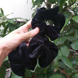  Cột tóc nhung trơn màu đen 10-12cm(Ảnh thật)