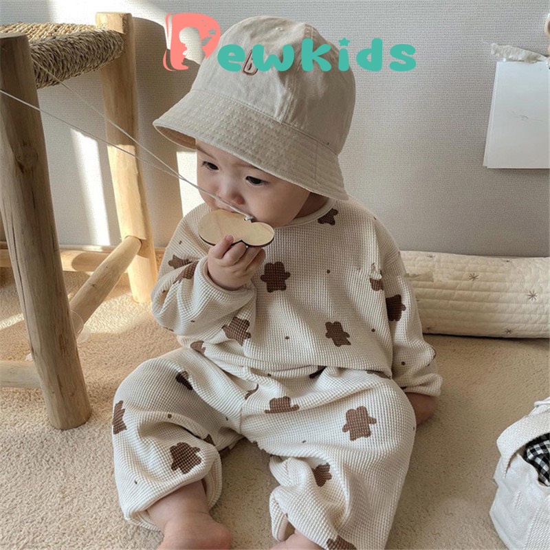 Bộ thu đông cho bé Dewkids, Đồ bộ cho bé vải tổ ong cao cấp