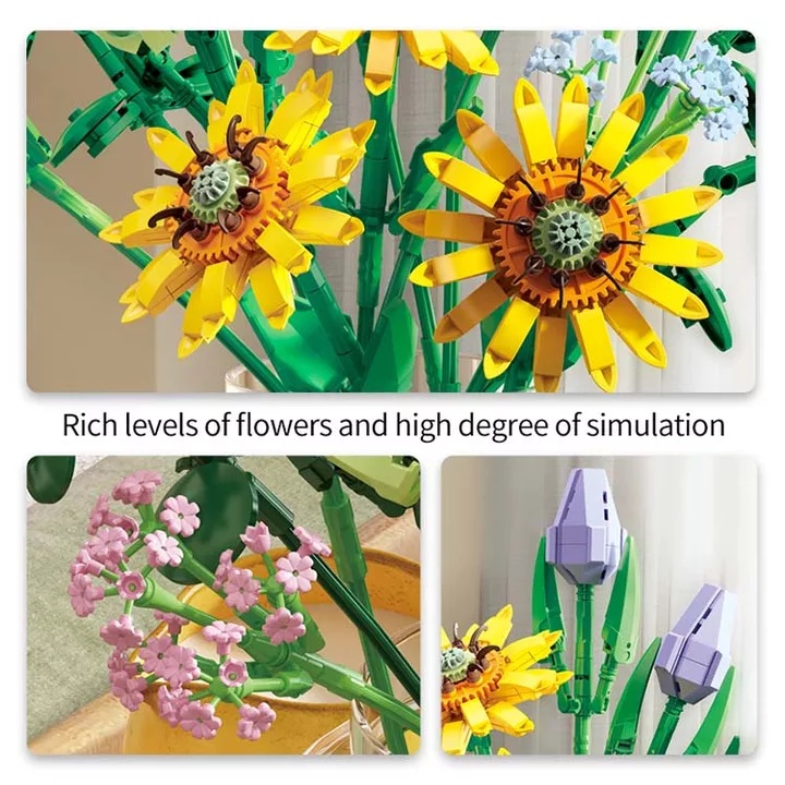 Bộ đồ chơi lắp ráp mô hình hoa bó hoa Hướng dương-655007