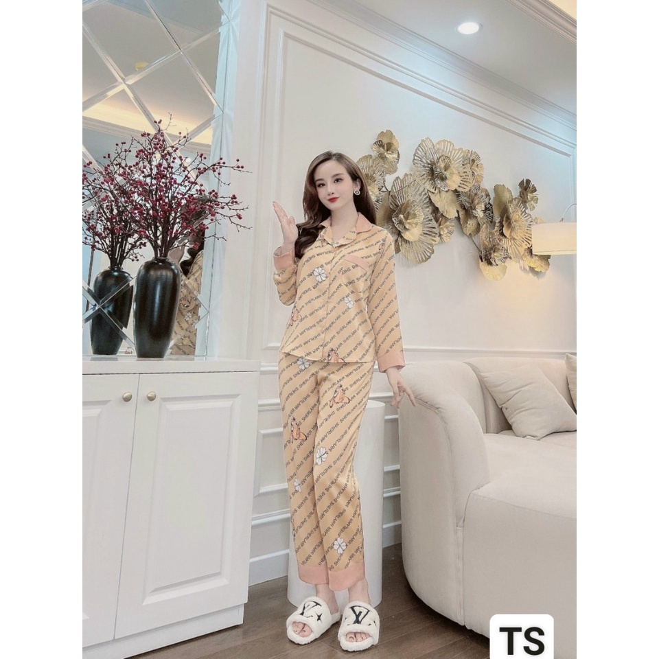 Bộ Đồ Ngủ Lụa-Pijama Lụa Mặc Nhà Đồ Bộ Nữ Kiểu Dáng Dài Dễ Thương H clothing B10