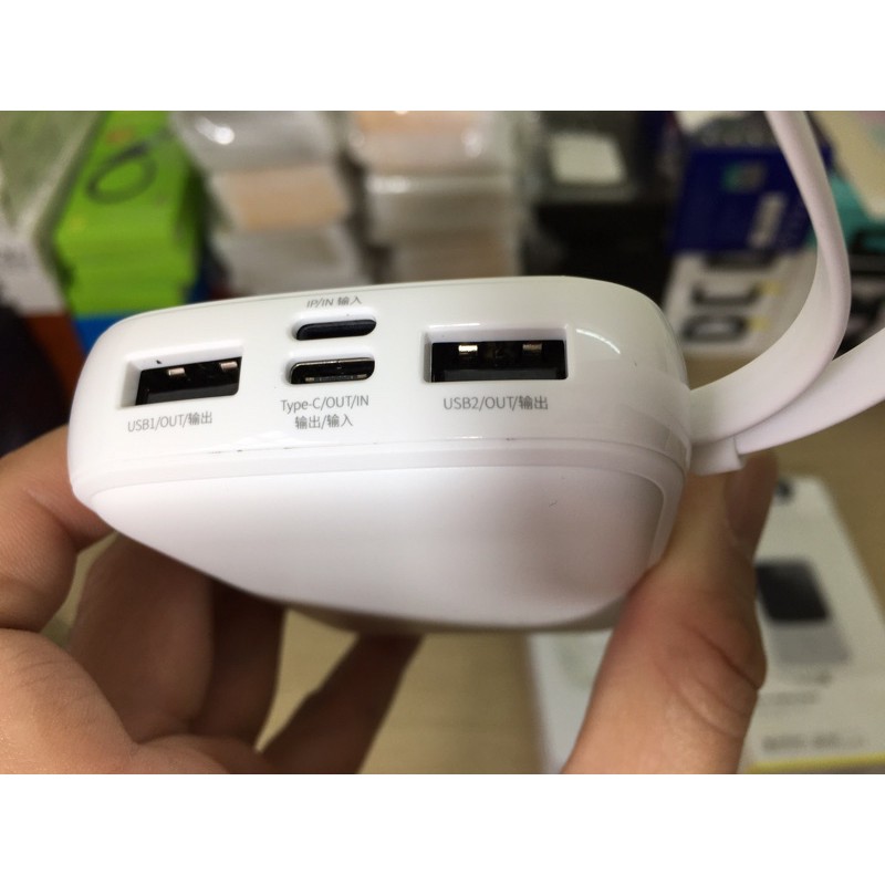 Sạc dự phòng Baseus Q Pow DiGital Display tích hợp cáp sạc i.p , pin 10000mAh 3A 20w, 15w sạc nhanh, bảo hành 12 tháng