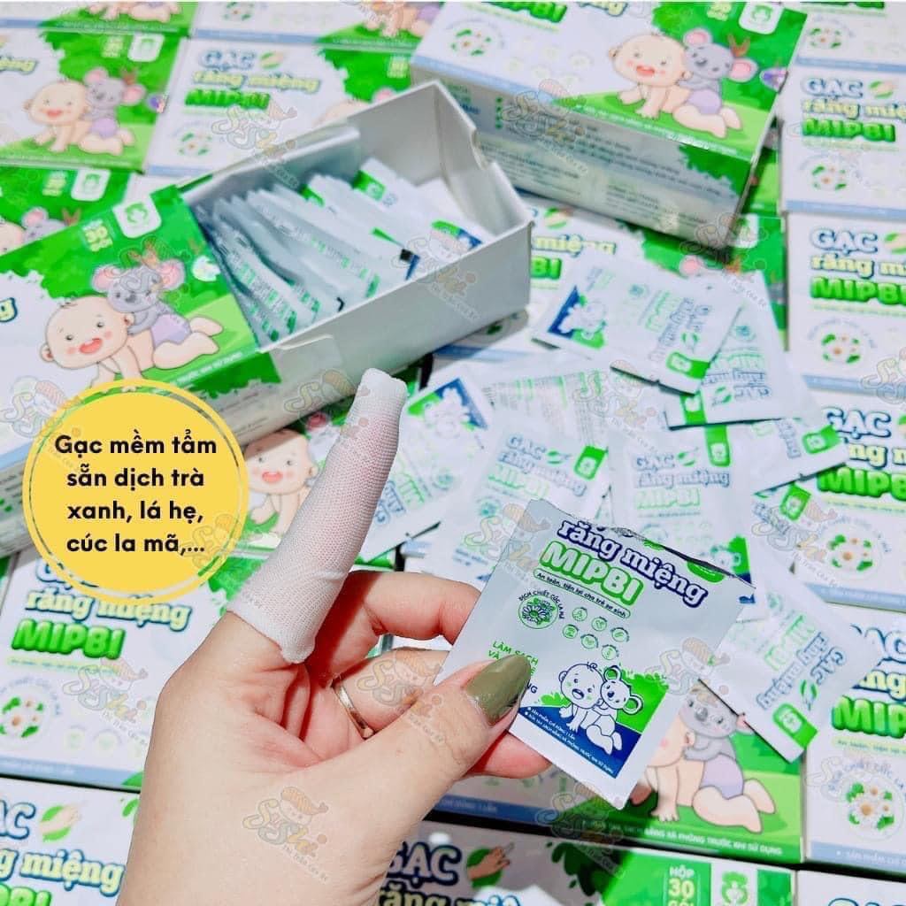 Tưa Lưỡi/Gạc Rơ Lưỡi Mipbi Hộp 30 gói An Toàn Tiện Lợi Cho Trẻ Sơ Sinh