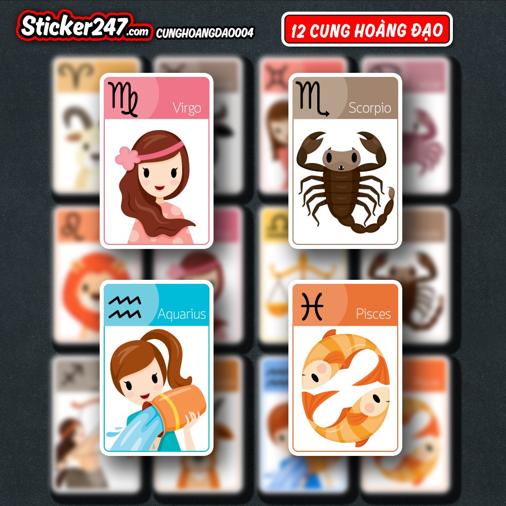 𝑭𝒓𝒆𝒆𝒔𝒉𝒊𝒑 [𝐒𝐞𝐭 𝟭𝟮 𝐒𝐭𝐢𝐜𝐤𝐞𝐫] Hình dán chống nước 12 cung hoàng đạo - CUNGHOANGDAO004 - Sticker 247