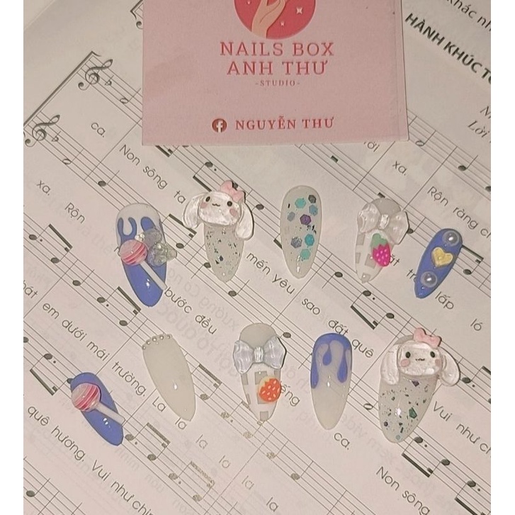 Nailbox thiết kế - Nailbox gắn thỏ và nơ siêu xinh