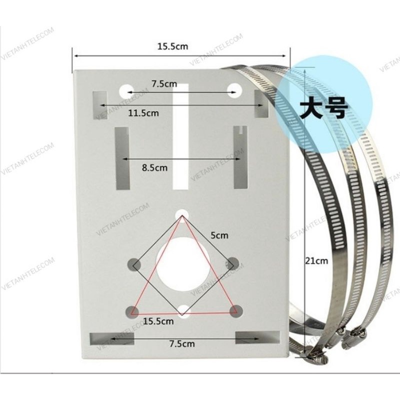 Mặt bích bắt cột cho camera cỡ lớn 21x15cm, bích bắt cột cho camera PTZ, Speedome